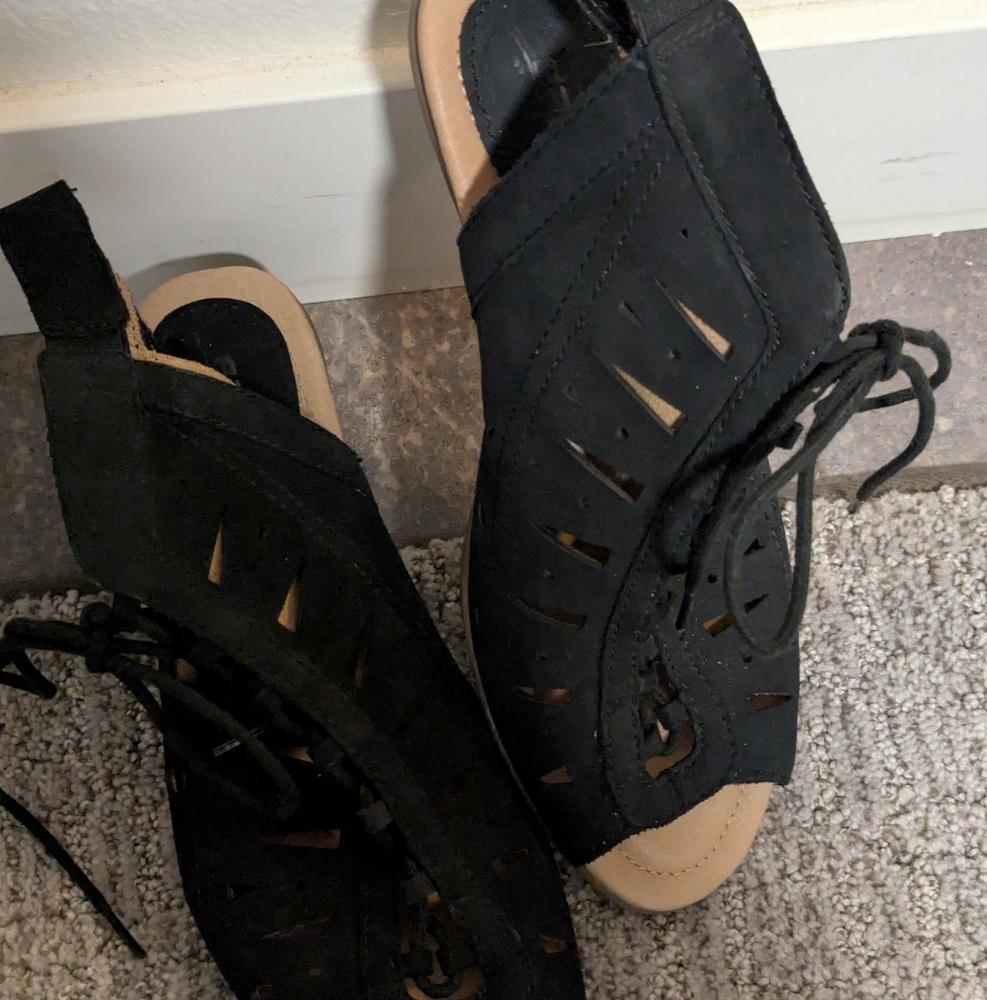 Black Suede Women's Sandals